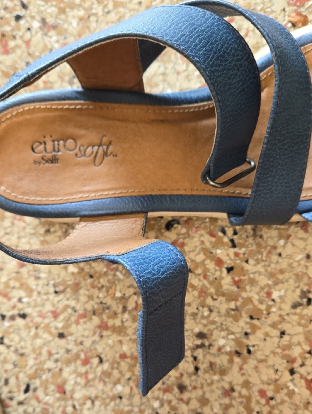 Sofft Blue Triple-Strap Leather Sandals - Picture 5 of 8